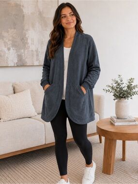 Cozy Open-Front Charcoal Gray Cardigan